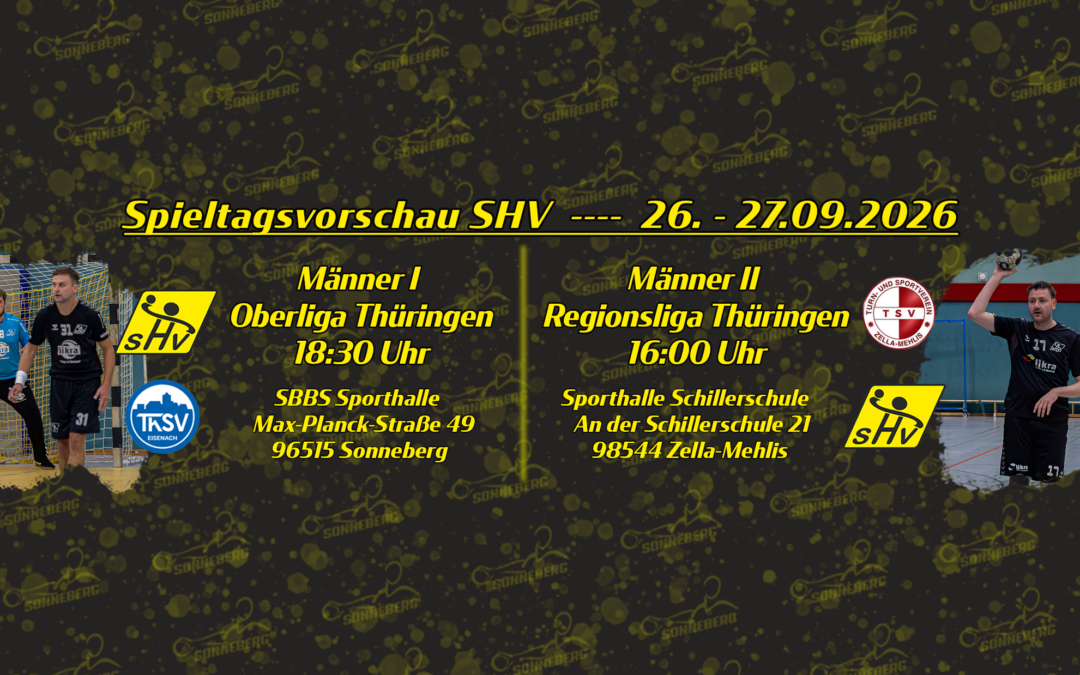 Vorschau aufs Wochenende 26. – 27.09.2026 — Männermannschaften des SHV im Ligabetrieb gefordert